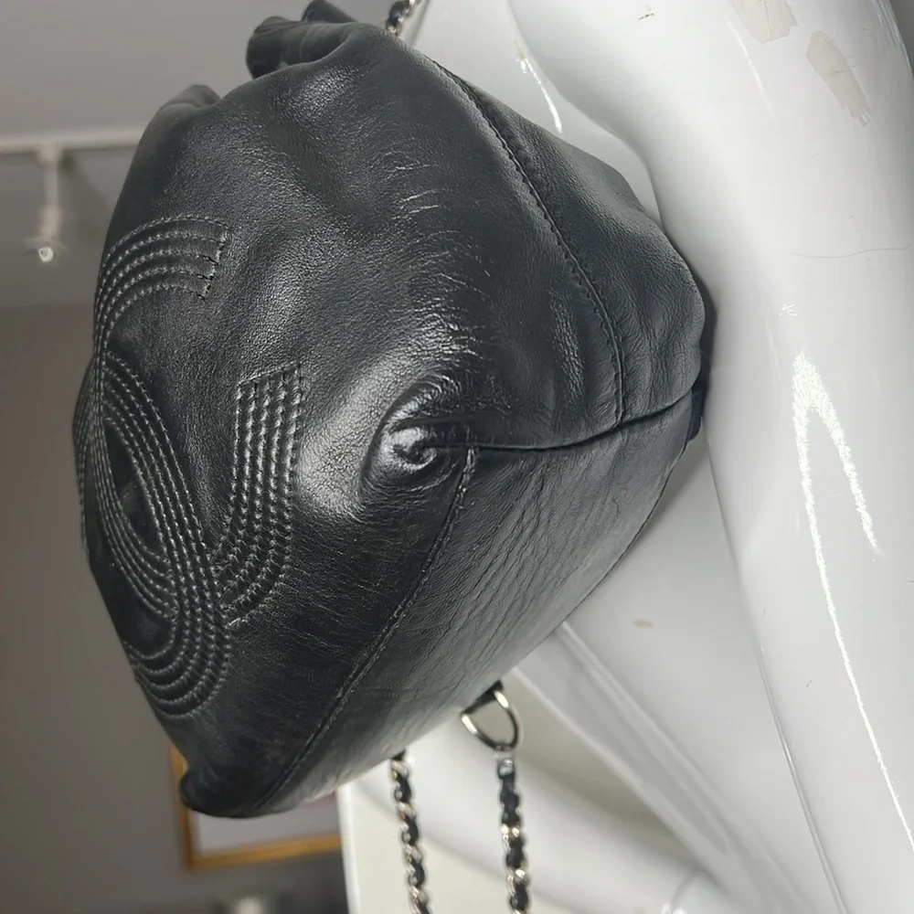 Chanel Black Leather Mini Backpack Bucket Bag Dustbag and Authenticity Card